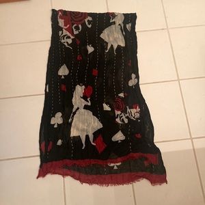 Disney Vera Bradley Alice in Wonderland Women's Fringe Scarf Red